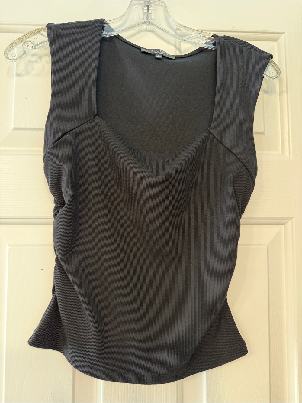 Express Black Structured Ribbed Tank Top